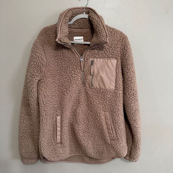 Abercrombie and Fitch tan pullover Sherpa size medium - Picture 1 of 6